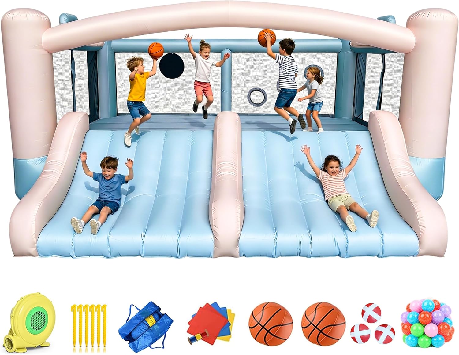 Kids Outdoor Games For Party - Large 8-in-1 Inflatable Bounce House with