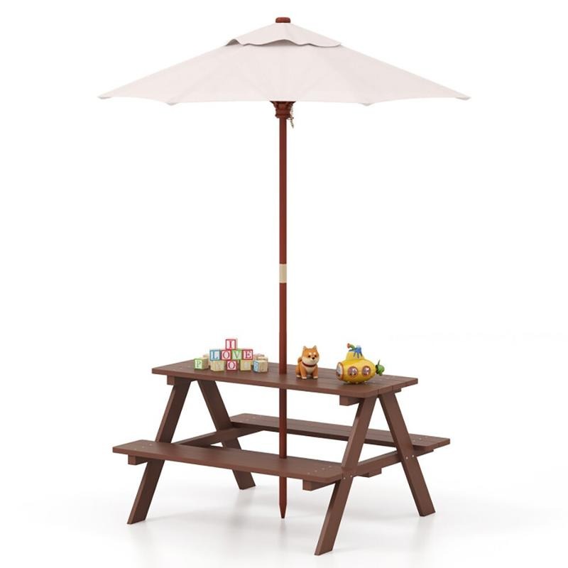 Kids Outdoor Table - Outdoor 4-Seat Kids Picnic Table Bench