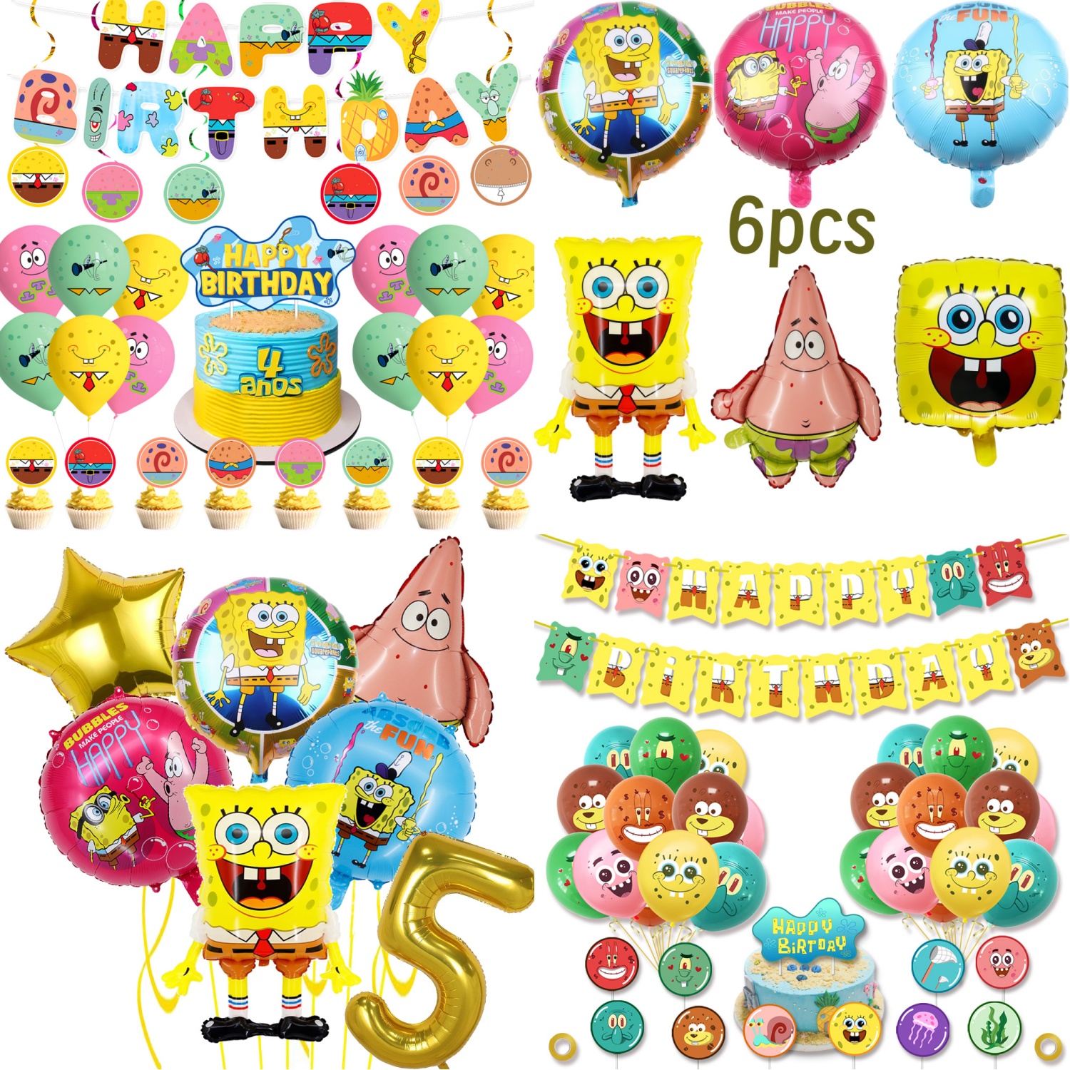 Kids Outdoor Merry Go Round - 3/6/7Pcs SpongeBob SquarePants & Patrick Star