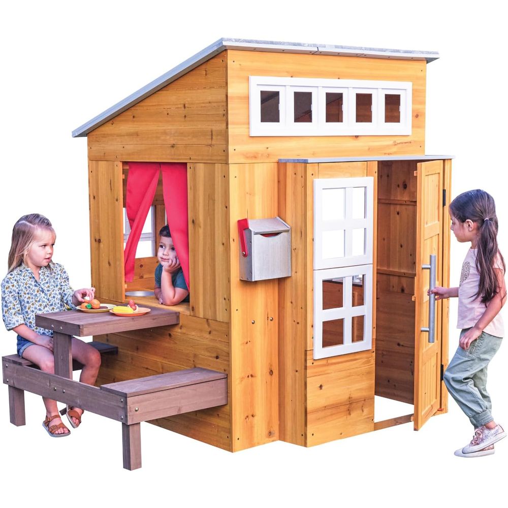 KidKraft Modern Wooden Playhou - đánh giá và giá Kids Outdoor Table
