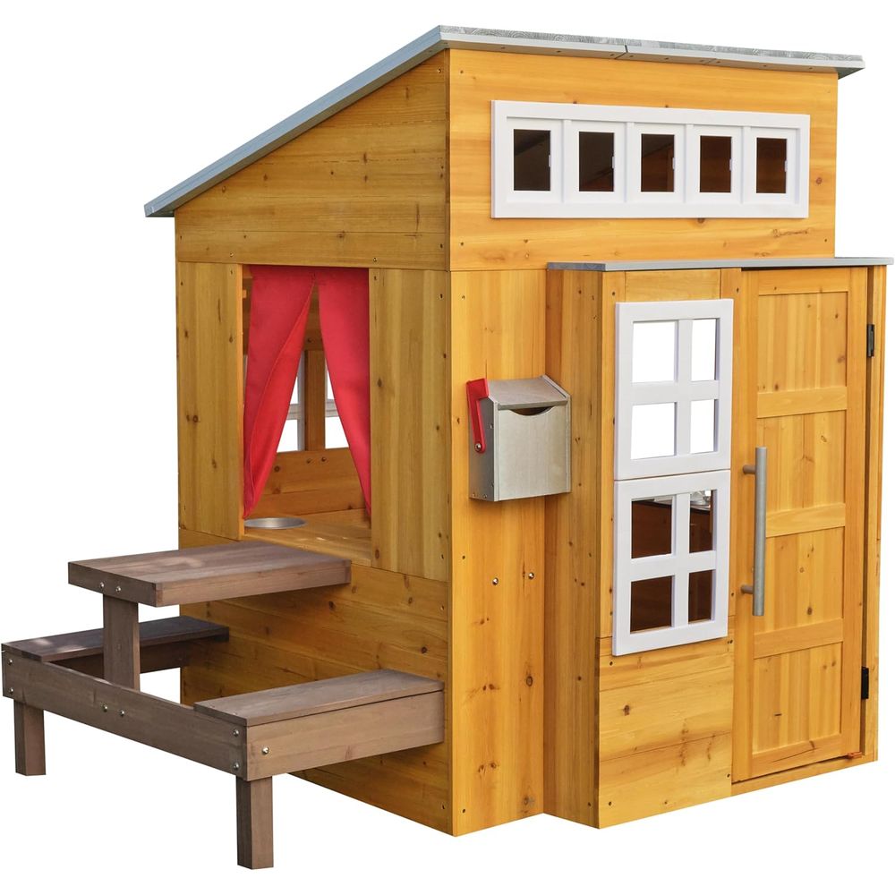 KidKraft Modern Wooden Playhou - đánh giá và giá Kids Outdoor Table