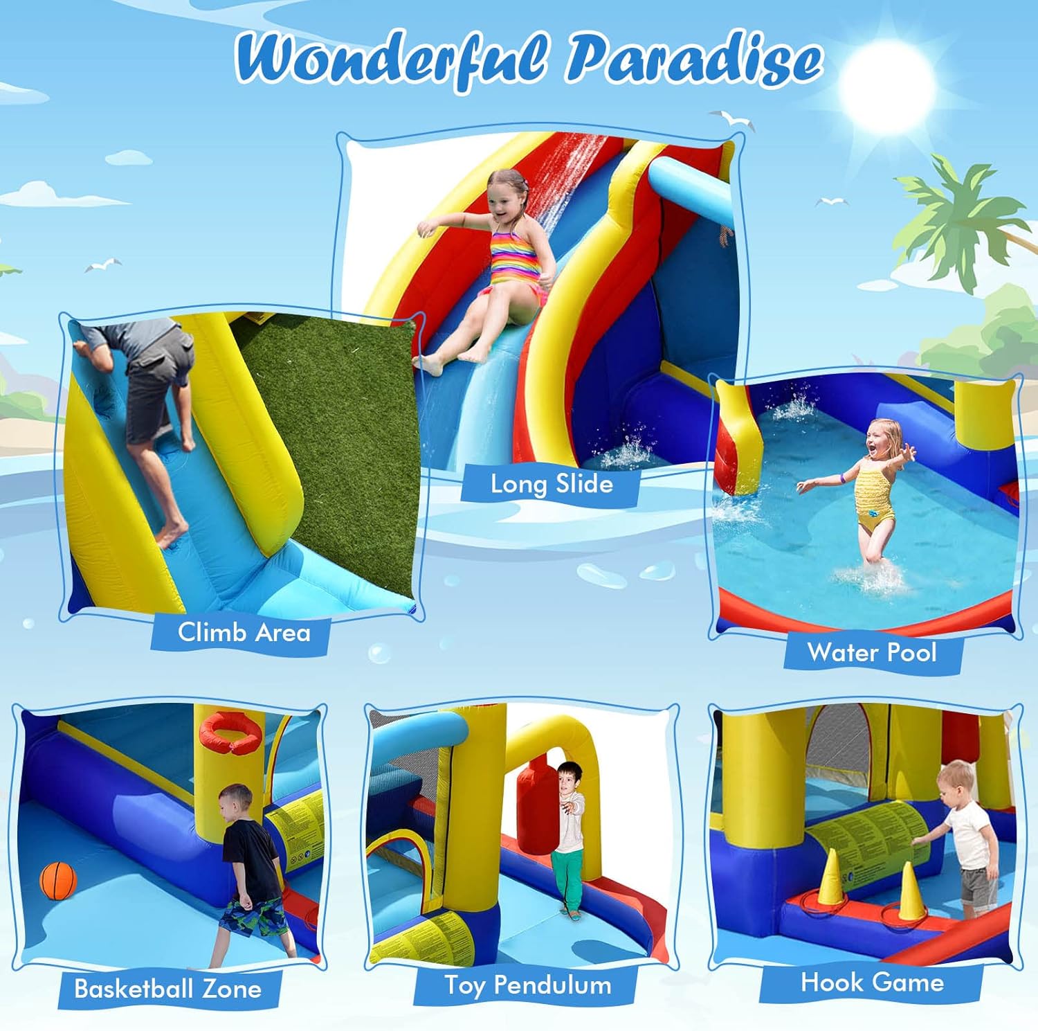 6-in-1 Inflatable Water Park B - đánh giá và giá Kids Outdoor Games For Party