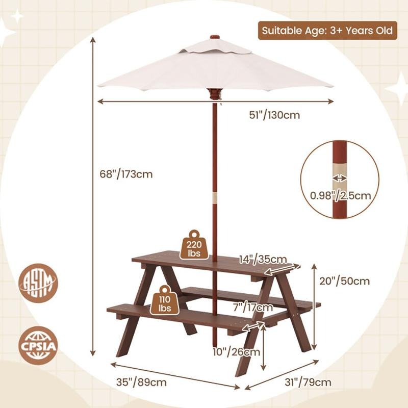 Outdoor 4-Seat Kids Picnic Tab - đánh giá và giá Kids Outdoor Table